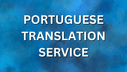 Portuguese Translation Services text on a dark blue background with elegant geometric and fleur-de-lis design elements. Portuguese Translation Services text on a dark blue background with elegant geometric and fleur-de-lis design elements.